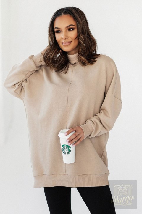 Beżowa bluza Simple ze stójką i przeszyciami Beżowa bluza Simple ze stójką i przeszyciami