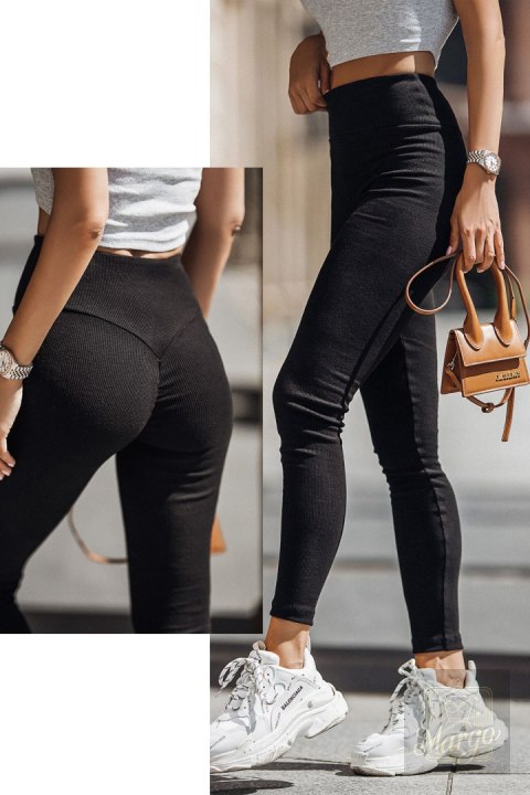 Czarne prążkowane legginsy push-up Vivero Czarne prążkowane legginsy push-up Vivero