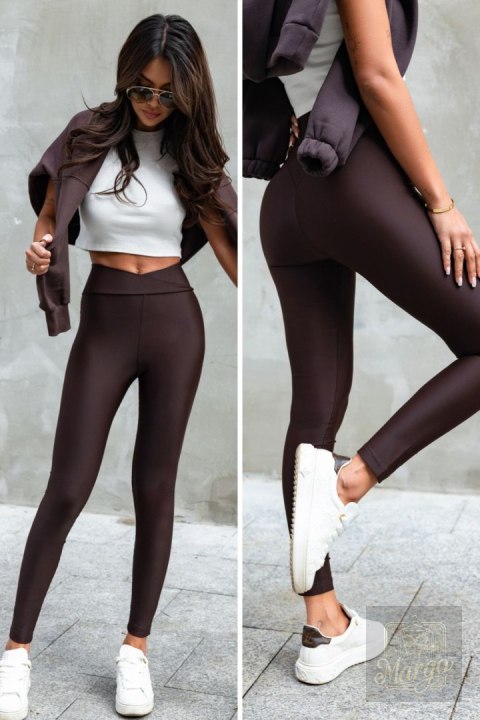 Czekoladowe elastyczne legginsy push-up Wish Czekoladowe elastyczne legginsy push-up Wish
