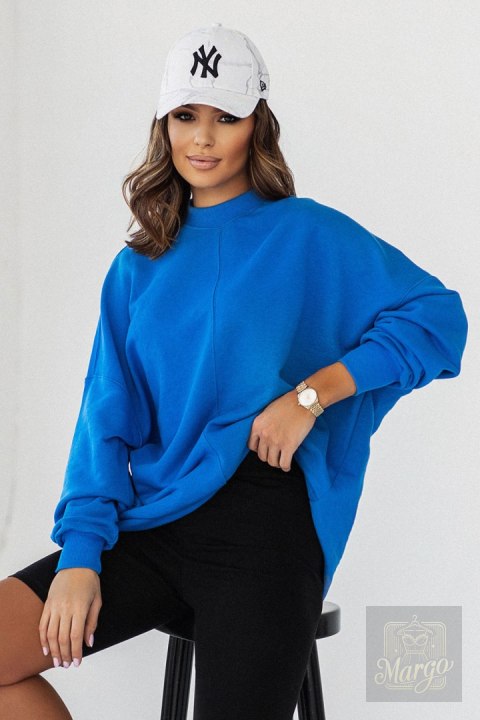Niebieska bluza Simple ze stójką i przeszyciami Niebieska bluza Simple ze stójką i przeszyciami