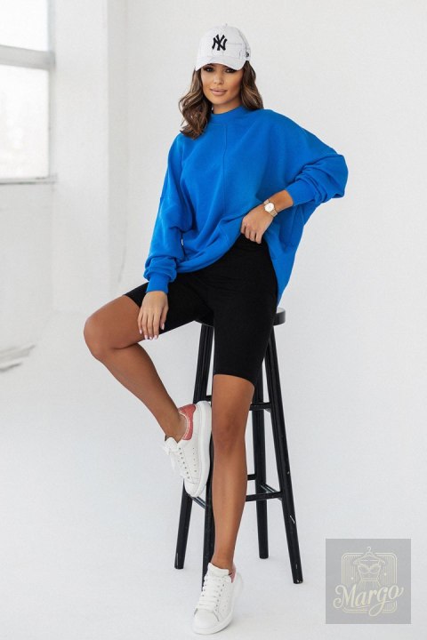 Niebieska bluza Simple ze stójką i przeszyciami Niebieska bluza Simple ze stójką i przeszyciami