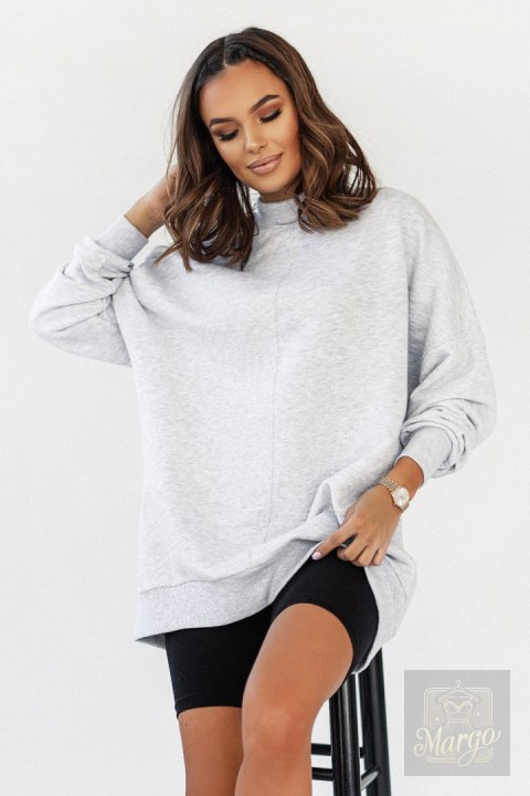 Szara bluza Simple ze stójką i przeszyciami Szara bluza Simple ze stójką i przeszyciami